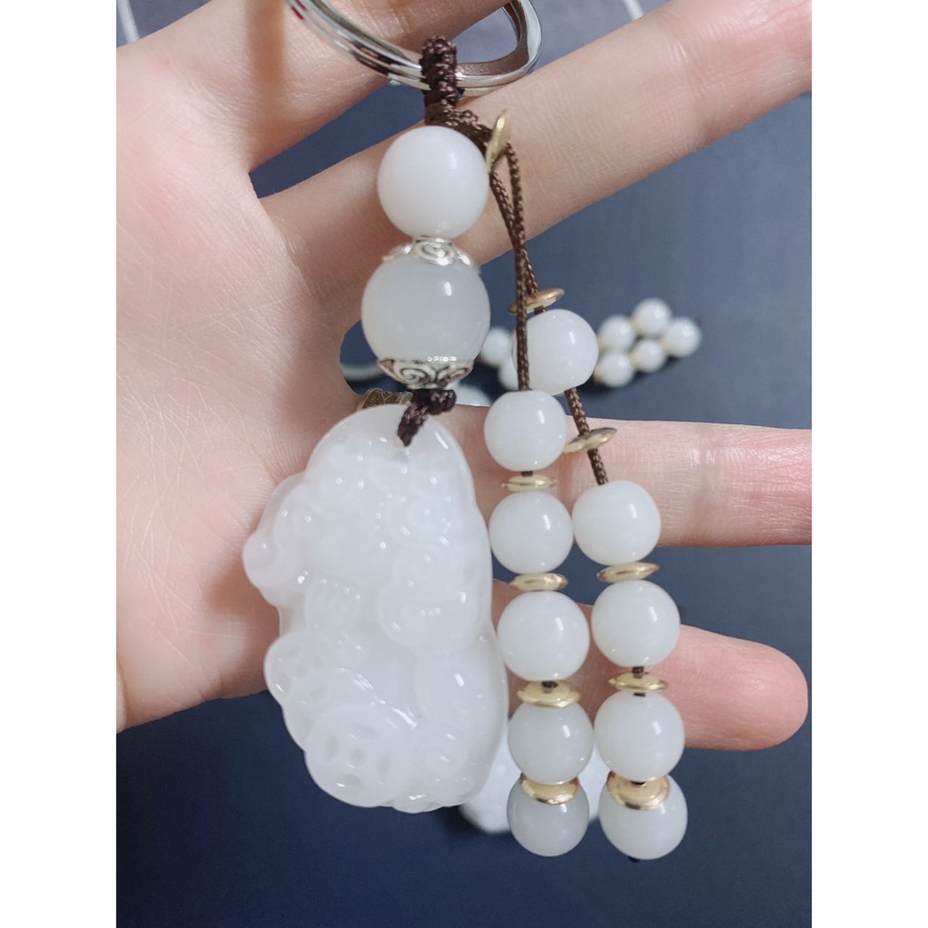 Móc Khóa Thủy tinh pha lê hình ky lân và đông tiền Cao Cấp