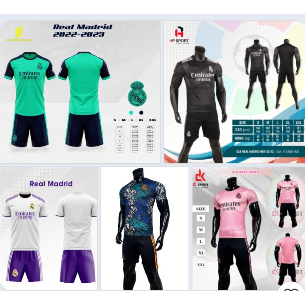 HOT FULL REAL 2022 _Bộ quần áo bóng đá Real 2022 mới nhất các mẫu