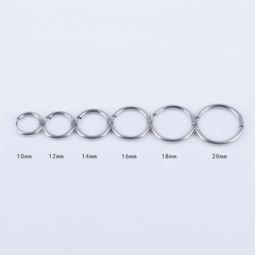 Khuyên tai tròn nhỏ chất liệu inox màu vàng đen 10 / 12 / 14 / 16 / 18 / 20mm dành cho nam và nữ