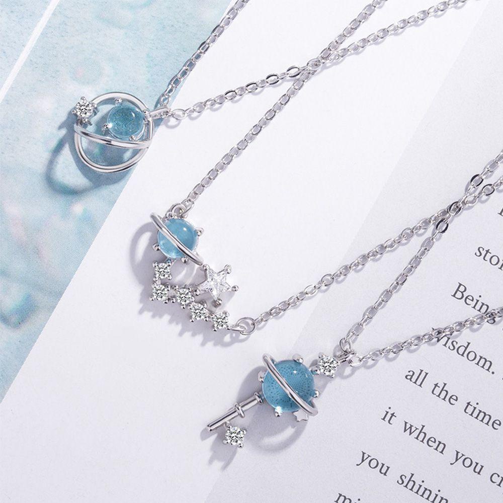 FORBETTER Dây ChuyềN MặT HìNh ChìA KhóA ĐíNh Đá Sapphire