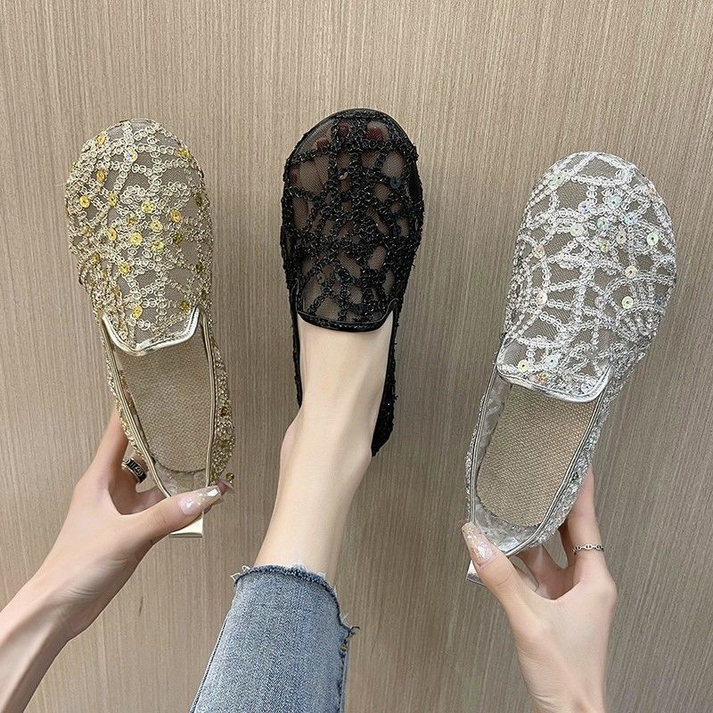 Giày Lười Phối Lưới Thoáng Khí Phong Cách Hàn Quốc Thời Trang Mới Cho Nữ