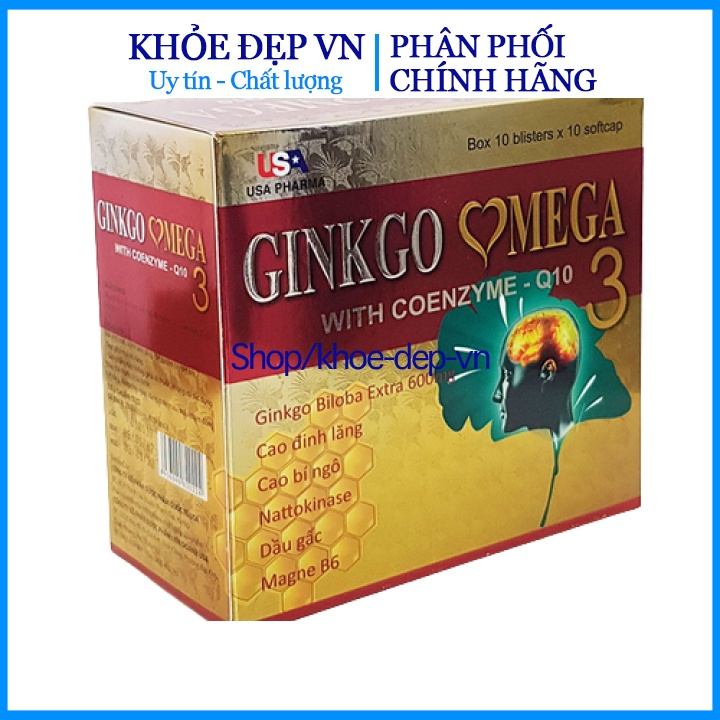 Viên uống Ginkgo Omega 3 hỗ trợ tăng cường tuần hoàn não, lưu thông huyết mạch - Hộp vỉ 100 viên