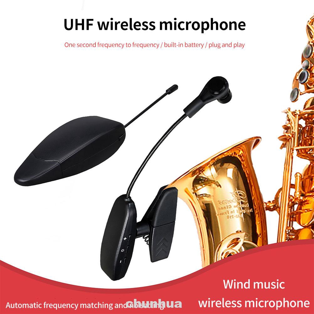 UHF Transmission Saxophone Auto Pairing Sensitive Noise Reduction Performance Portable Professional Wireless Microphone