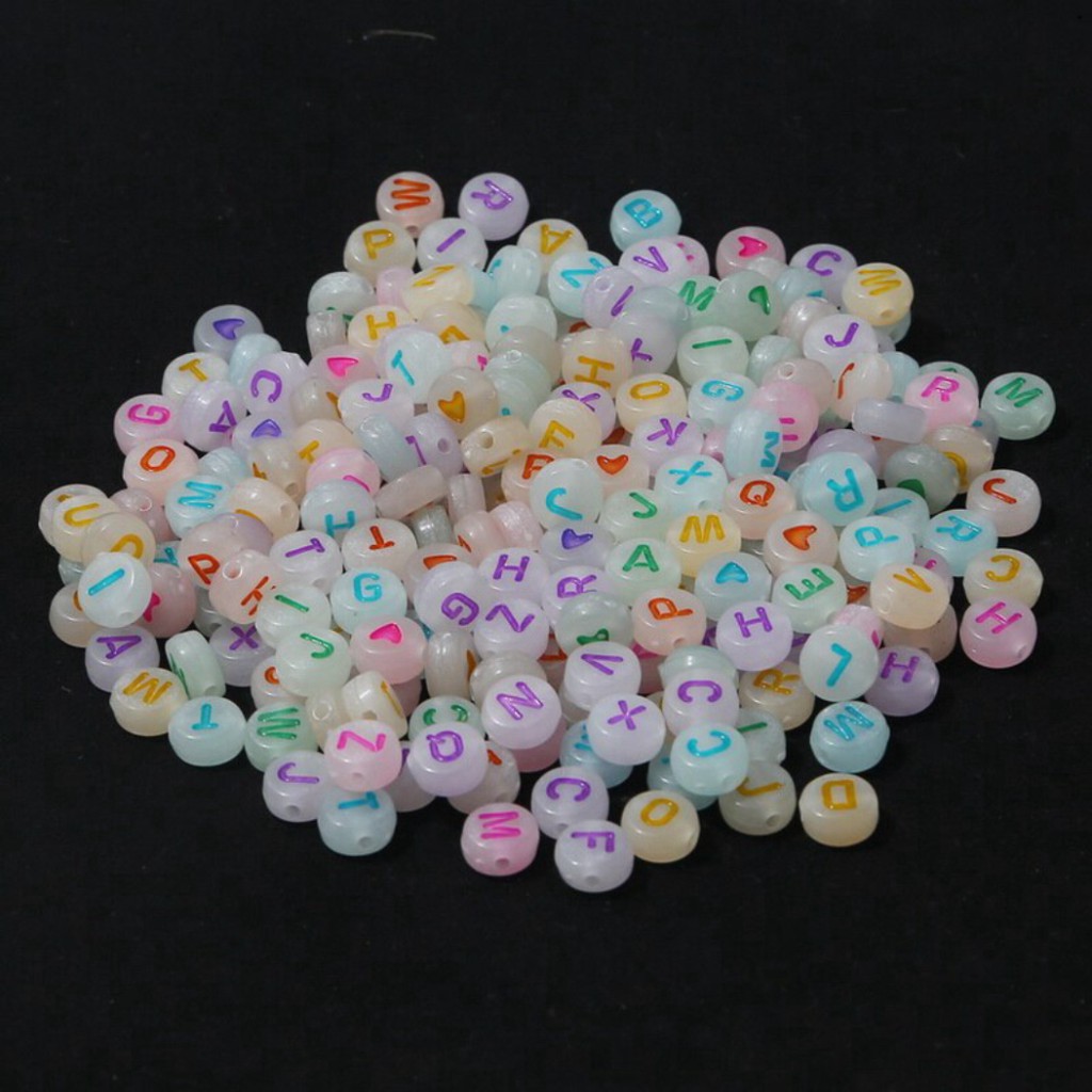 Set 100 Hạt Chữ Love Dạ Quang Dùng Để Làm Đồ Trang Sức Thủ Công