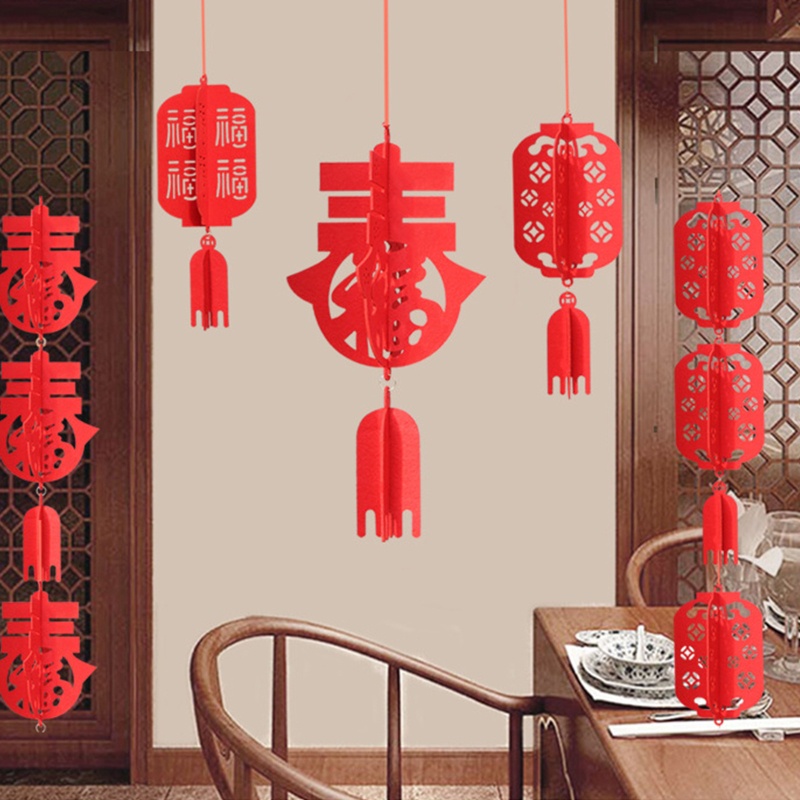 Lồng đèn vải treo trang trí năm mới phong cách Trung Hoa độc đáo