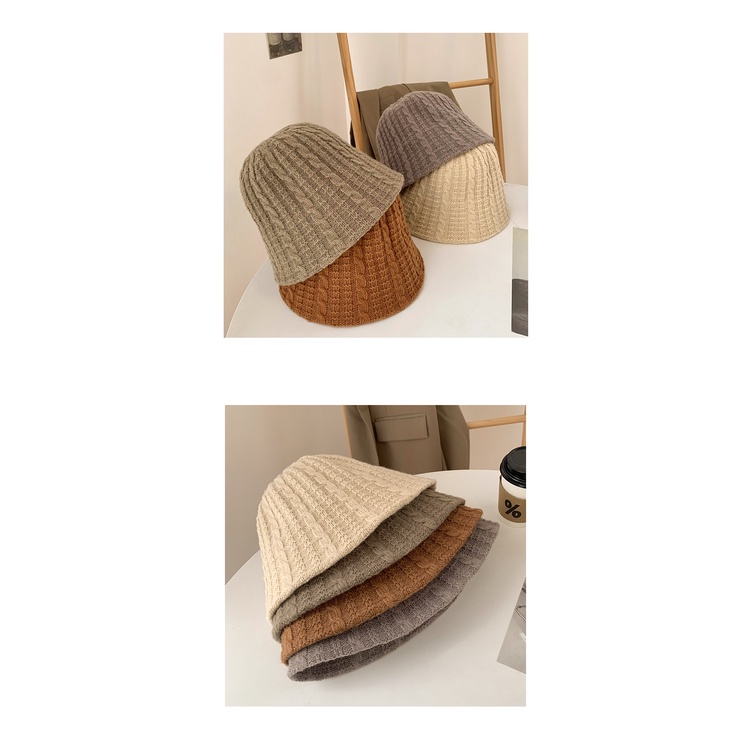 Mũ Bucket Dệt Kim Phong Cách Thời Trang Thu Đông Nhật Bản Dành Cho Nữ