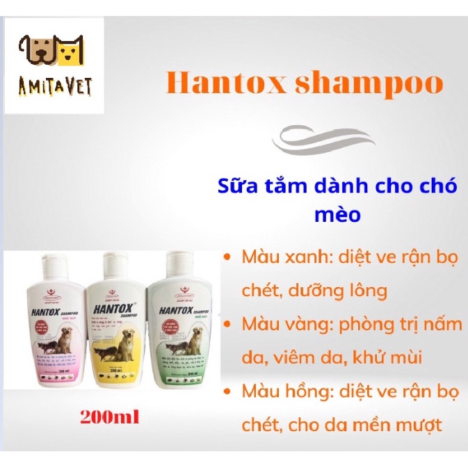 Sữa Tắm Tri Ve Rận Bọ Chét Chó Mèo Hantox Shampoo 200ml