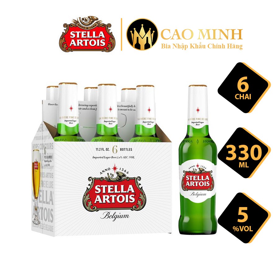 Bia Stella Artois 5% Lốc 6 Chai 330ml Nhập Khẩu Bỉ