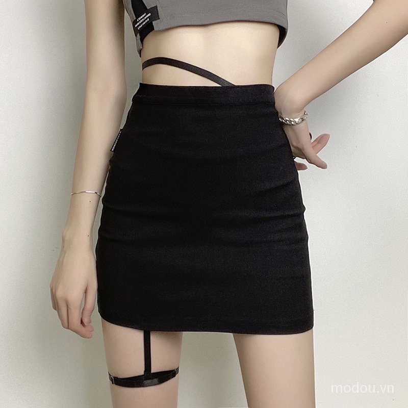 Chân váy yếm lưng cao phối dây thời trang dành cho nữ