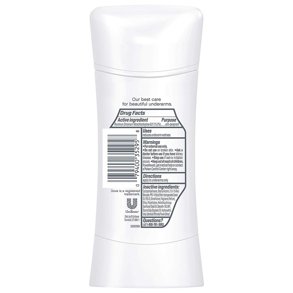 Lăn khử mùi nữ dạng sáp Dove Advanced Care Antiperspirant Deodorant Clear Tone Skin Renew 74g (Mỹ)