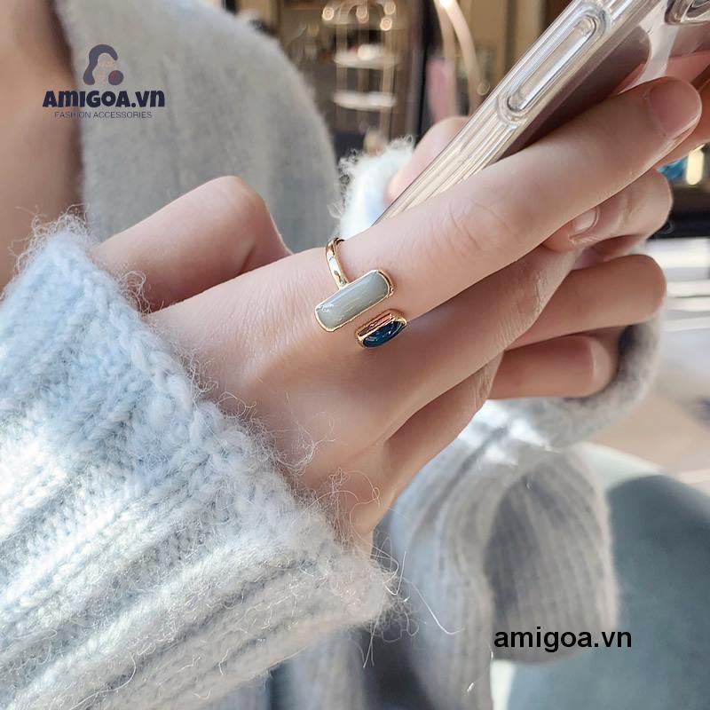 ✨✨Nhẫn Hở Họa Tiết Hình Học Đơn Giản Phong Cách Cổ Điển Thời Trang Cho Nữ