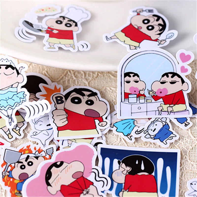 ❀ Crayon Shin-chan Q-1 Giấy và decal dán tường❀ 40Pcs/set Anime Album Scrapbooks Mixed DIY Decor Stickers ML07421
