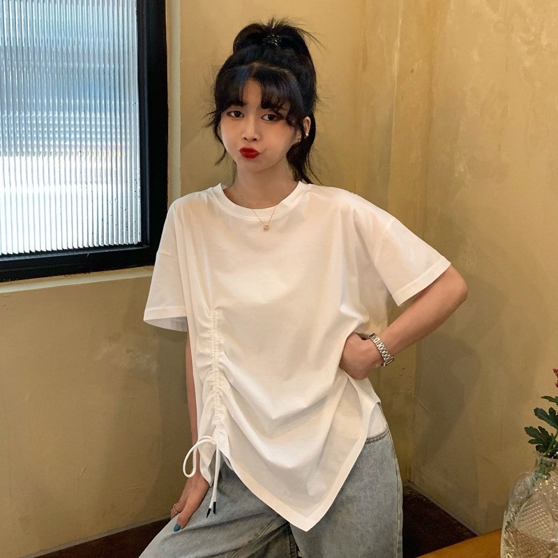 Áo thun SUXI tay ngắn dáng rộng đơn giản thời trang mùa hè cho nữ