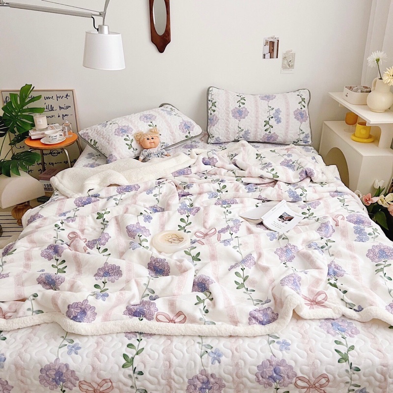 Set phủ đệm đa năng kèm chăn nỉ nhung sữa cao cấp SHOP vũ thị thơm