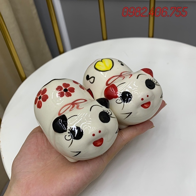 Ống heo đất tiết kiệm mini cute, con lợn size nhỏ dễ thương cho bé dáng nằm 7cm