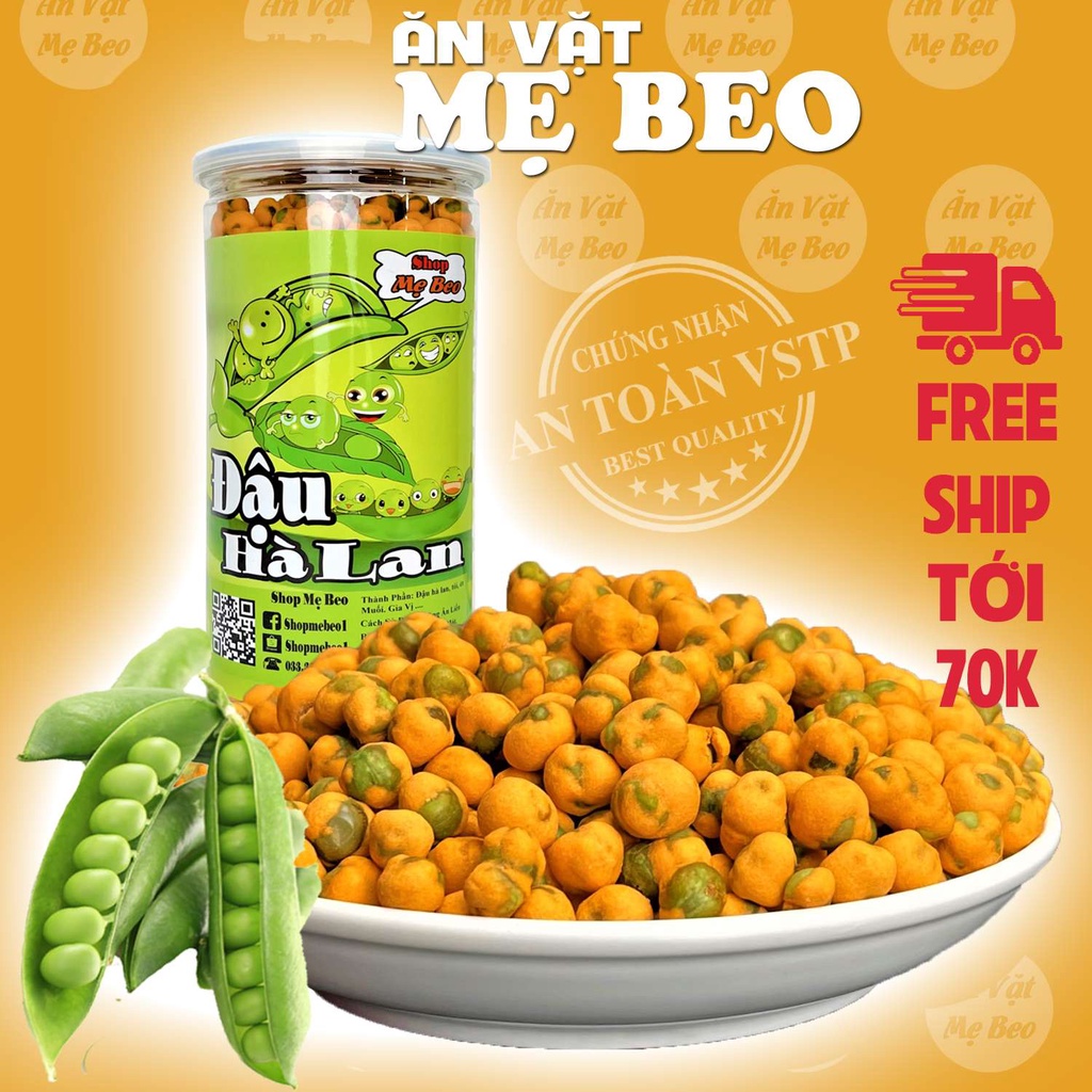 Đậu hà lan sấy tẩm vị Phomai 450Gr Mẹ Beo đồ ăn vặt cực ngon