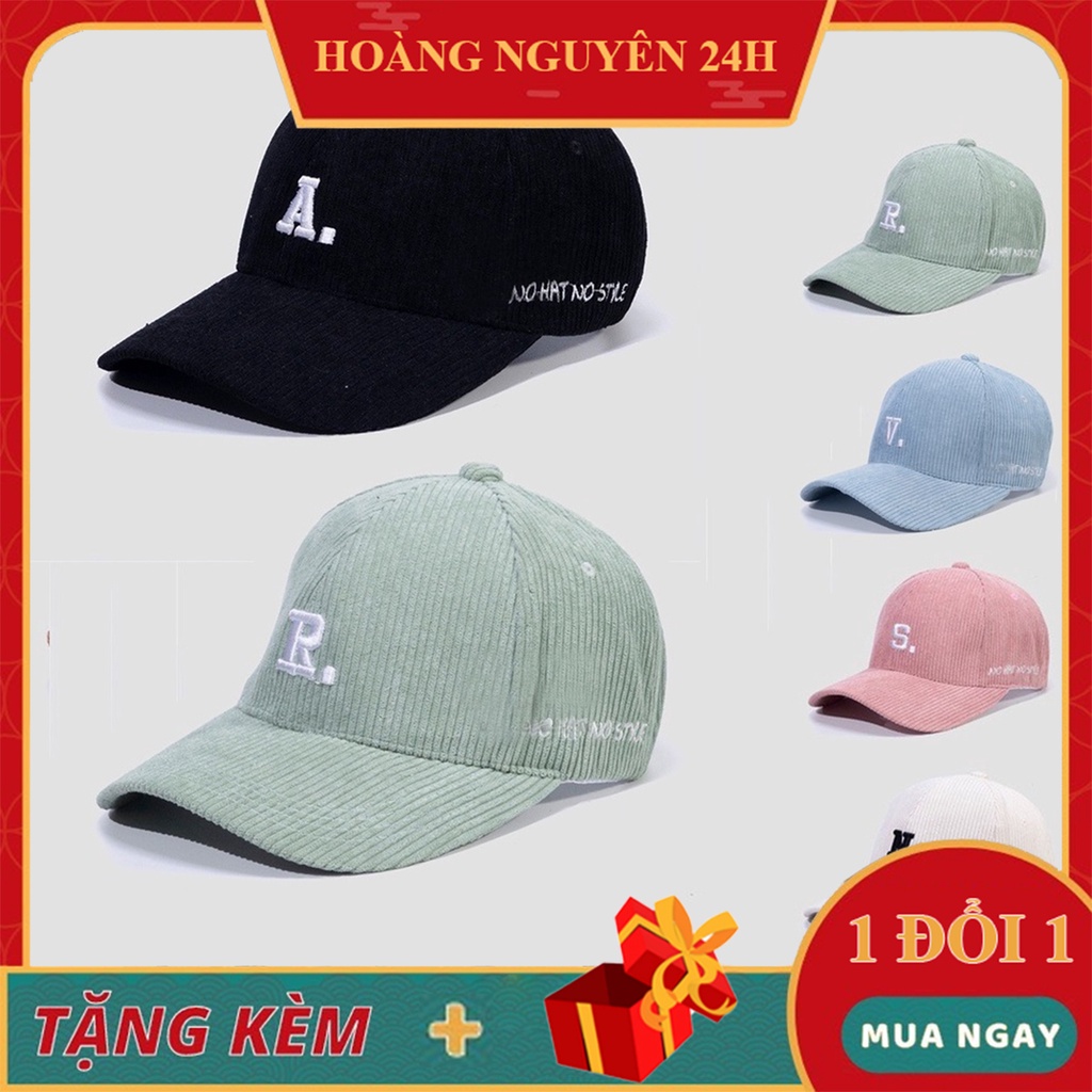 Mũ Lưỡi Trai Nón Kết Nhung Cao Cấp Thêu Chữ A V R S P W No Hat No Style 453 Phong Cách Ulzzang Form Unisex Nam Nữ