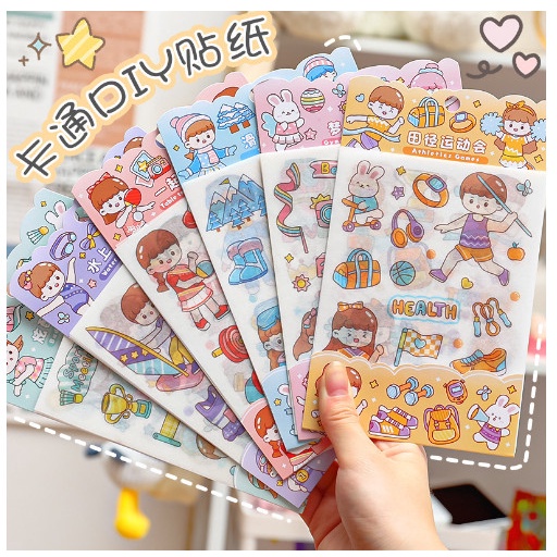 Set 4 tấm sticker  dán mũ bảo hiểm trang trí sổ tay SR019