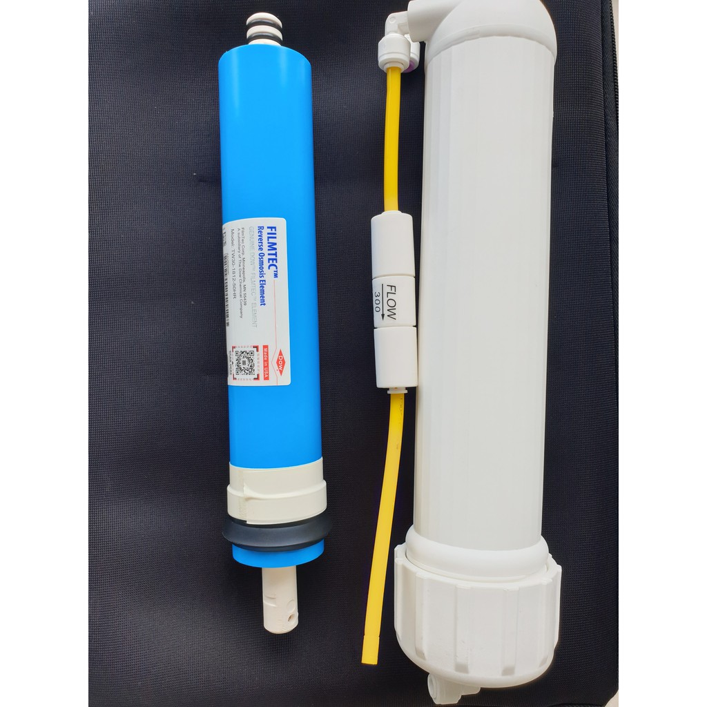 Bộ Vỏ màng lọc RO Trắng kèm Màng RO Dow Filmtec™, co, van 1 chiều, van xả flow 300