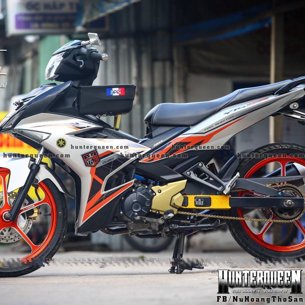 Tem Y15 ZR 150 đen bạc cam. Decal cao cấp dán xe Exciter 150, bền đẹp