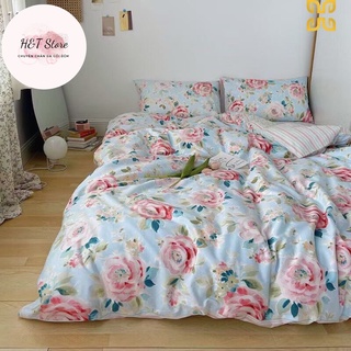 Bộ chăn ga gối Cotton living họa tiết hoa hồng cực xinh - Kích thước 2mx2m3