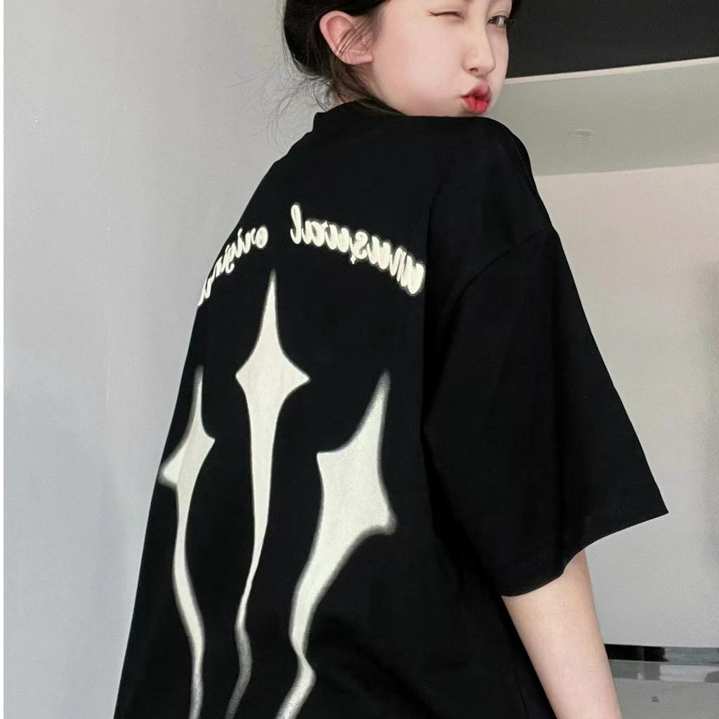 HIIXIIVI Áo Thun 100% cotton Tay Ngắn Cổ Tròn Thời Trang Mùa Hè Phong Cách Hàn Quốc Cho Nữ