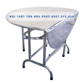 Bàn ăn inox 304 mẫu tròn gấp 3 tân hòa phát