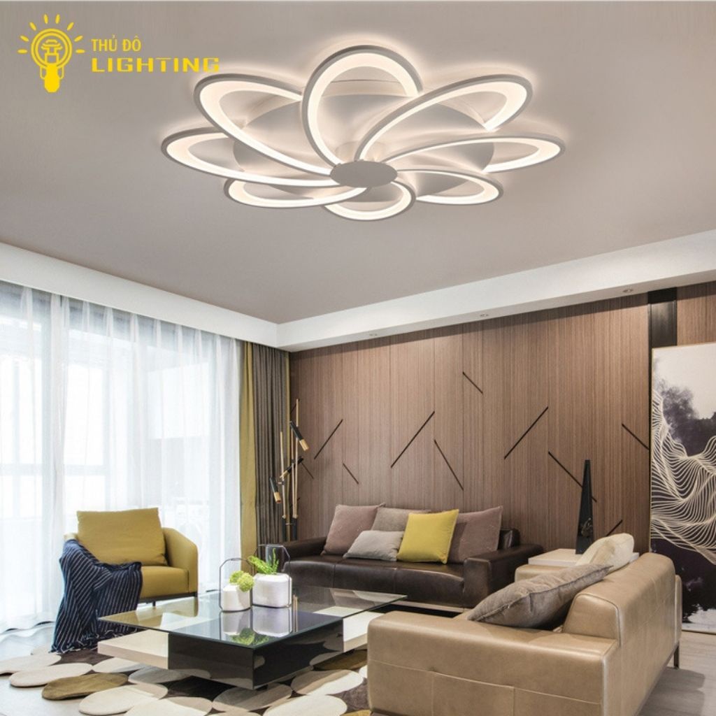 Đèn Ốp Trần Thu Hải Đường 8 Cánh Hoa THỦ ĐÔ LIGHTING Chất Liệu Thép Và Mica, Ánh Sáng Led 3 Màu 2014-8