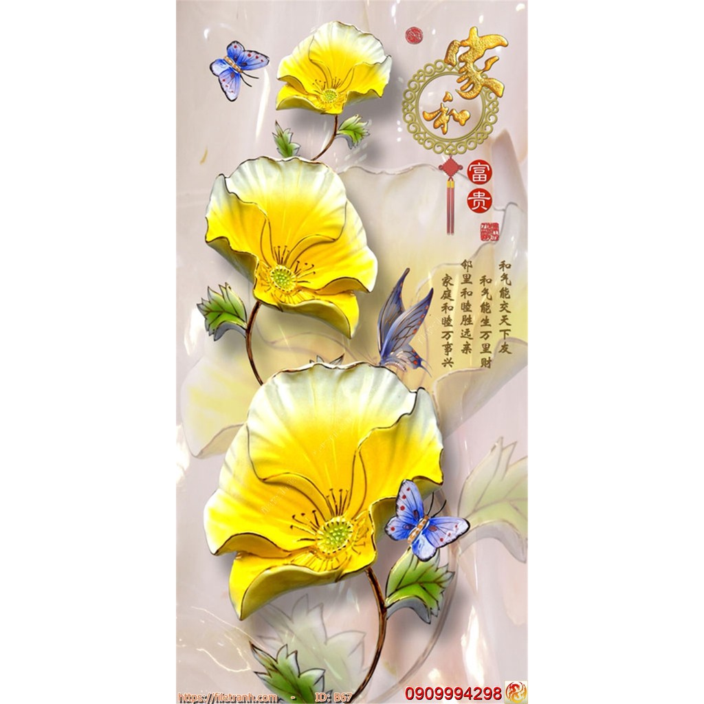 TRANH DÁN TƯỜNG 3D BÌNH HOA, LO HOA NHIỀU MẪU