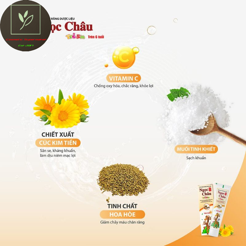 Kem Đánh Răng Trẻ Em Dược Liệu Ngọc Châu 50g và 70g