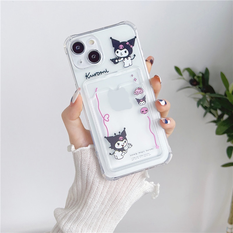 Ốp Điện Thoại Tpu Dẻo Có Ngăn Đựng Thẻ In Hình Hoạt Hình Dễ Thương Cho iphone 11 / 12 / 13 Pro max XR