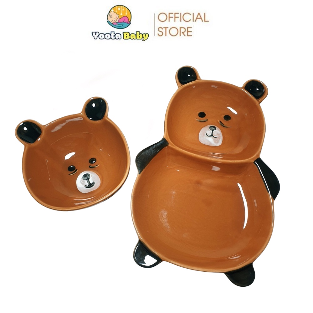 Bát Đĩa Ăn Dặm Gốm Sứ Hình Gấu Panda Ngộ Nghĩnh Giúp Bé Ăn Ngon YOOTA BABY