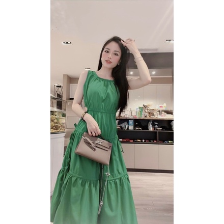 Váy 3 tầng khoét chun eo đính  nơ