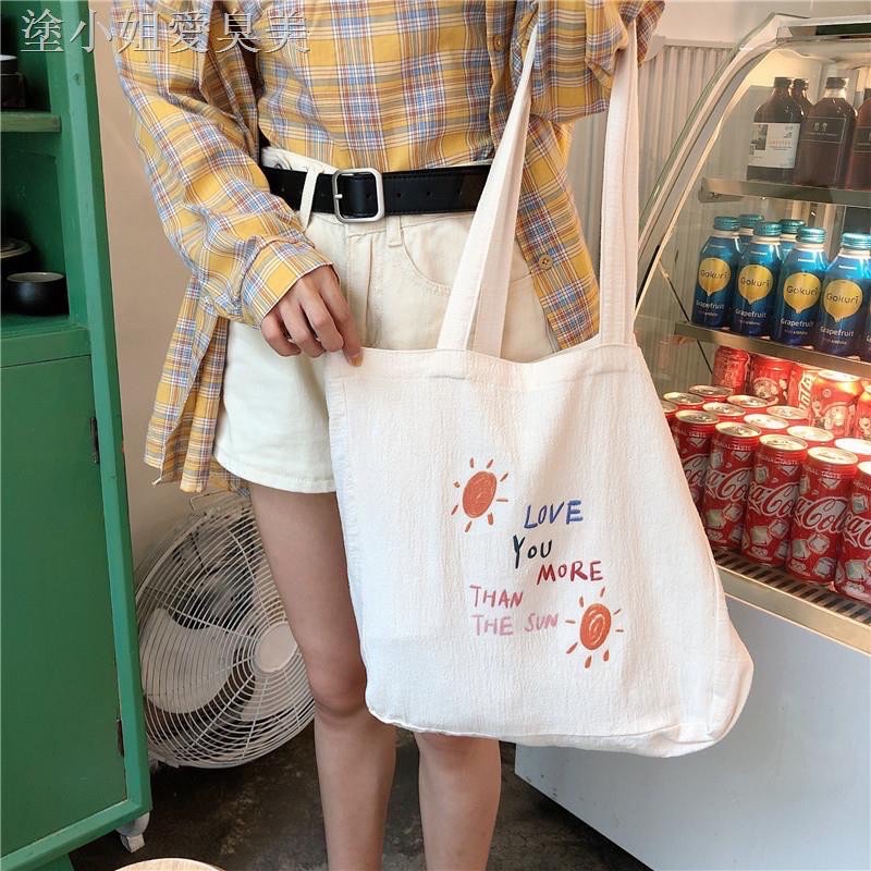 túi tote vải hình hàn quốc vintage vừa a4