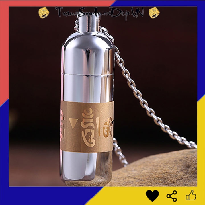 Dây chuyền trụ rỗng chú lăng nghiêm bằng inox không đen, không gỉ - Đem lại bình an may mắn cho người đeo