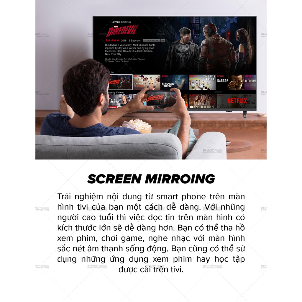 [Mã ELBAU7 giảm 7% đến 1TR][New model] TV LED 4K 50inch Sharp 4T-C50DJ3X SX Thái Lan [Android 10, có Giọng Nói]
