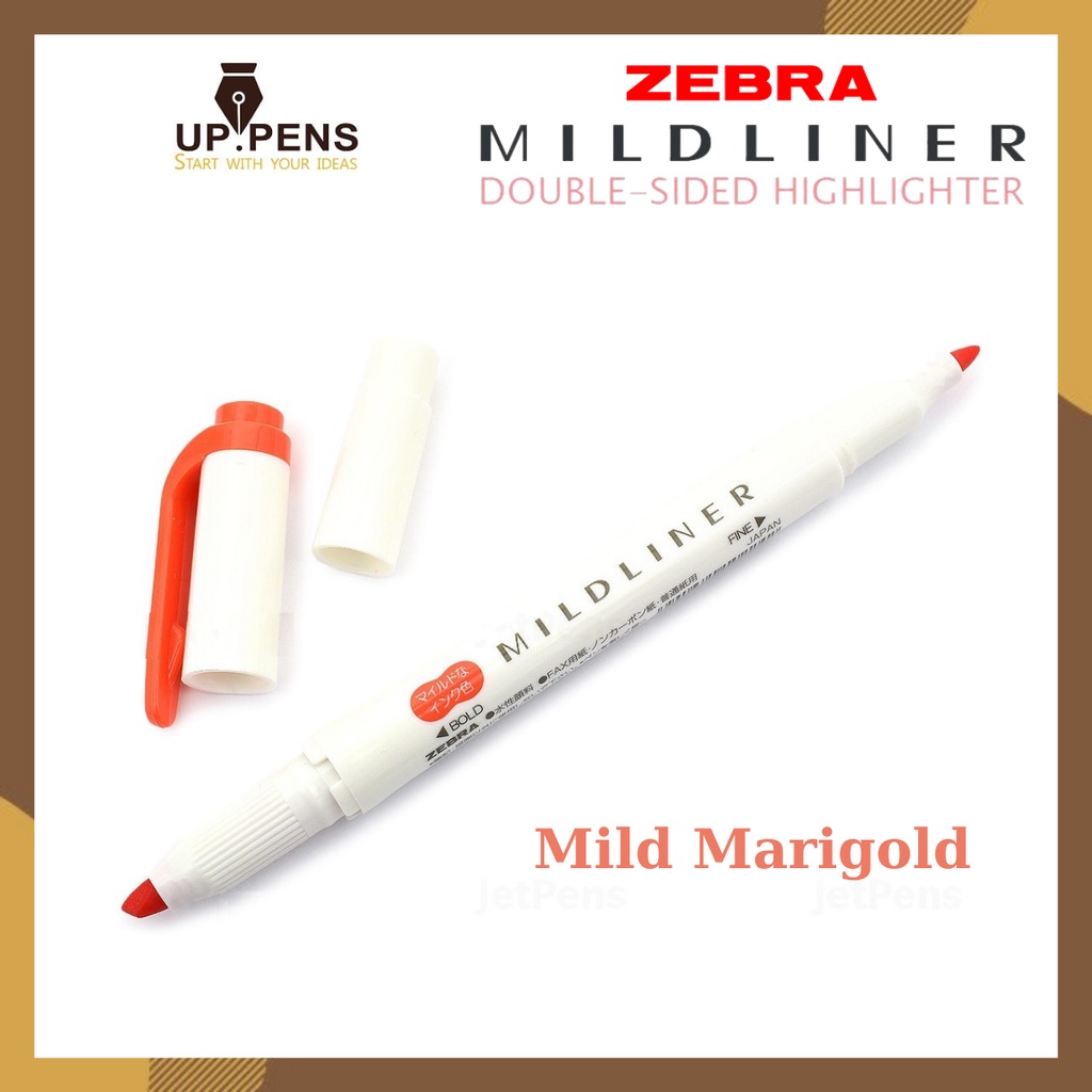 Bút đánh dấu hai đầu Zebra Mildliner Double-Sided Highlighter – Fine/Bold – Màu đỏ cam (Mild Marigold)