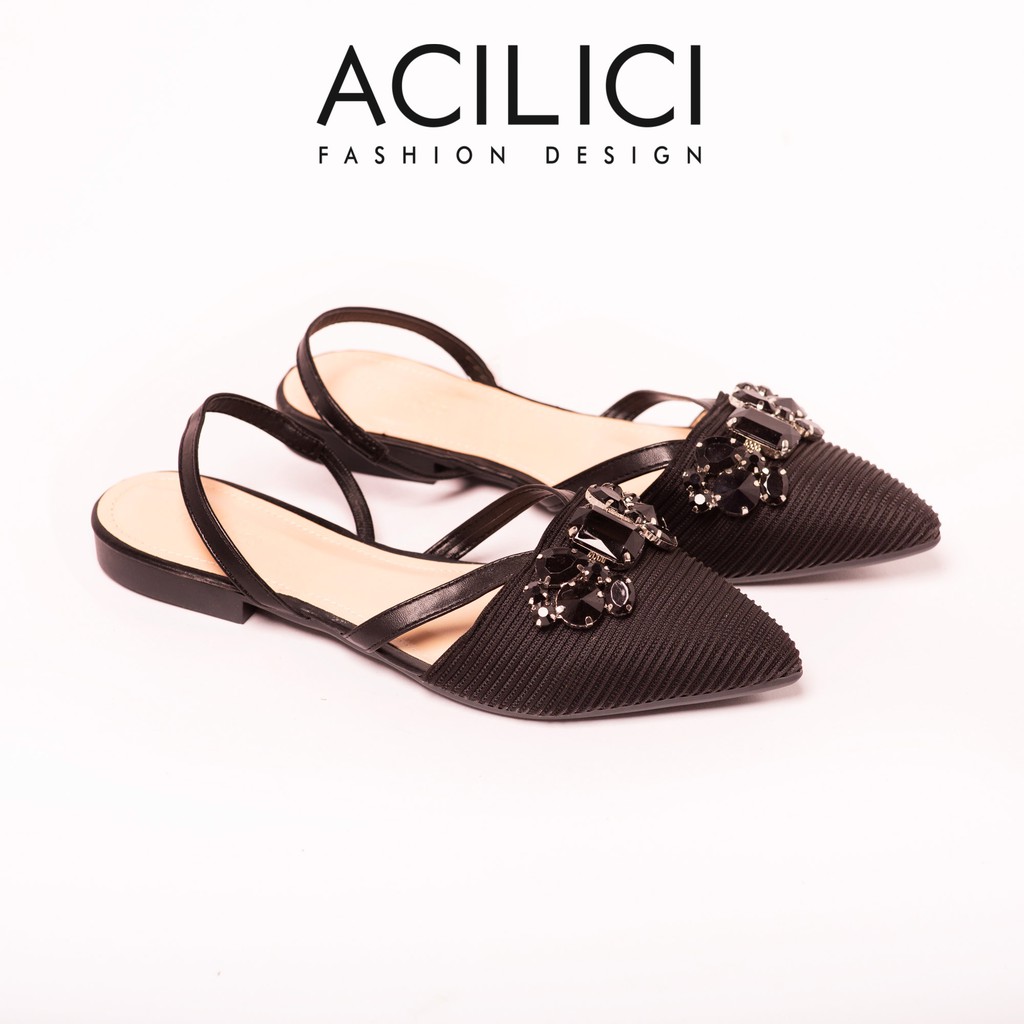 Giày cao gót ACILICI thời trang mũi nhọn hở gót thiết kế dây mảnh ôm chân kiểu dáng sang trọng cao 2cm_TC049