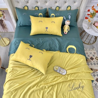 Bộ Chăn Ga Gối Cotton Lụa Tai Thỏ Chất Đẹp