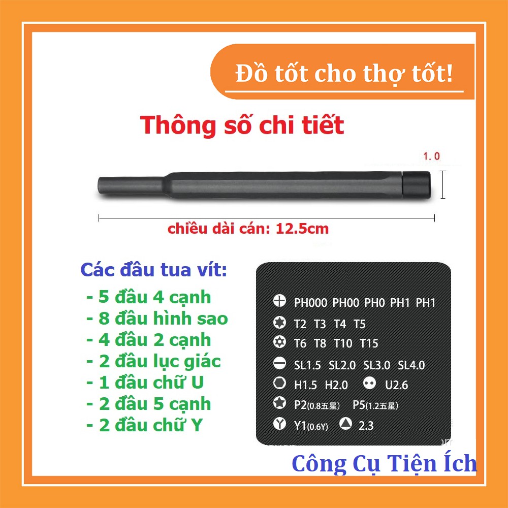 Bộ tua vít siêu cứng 25 món có hộp nhựa tiện lợi - mở được tất cả các loại điện thoại, ipad, máy tính, đồng hồ...