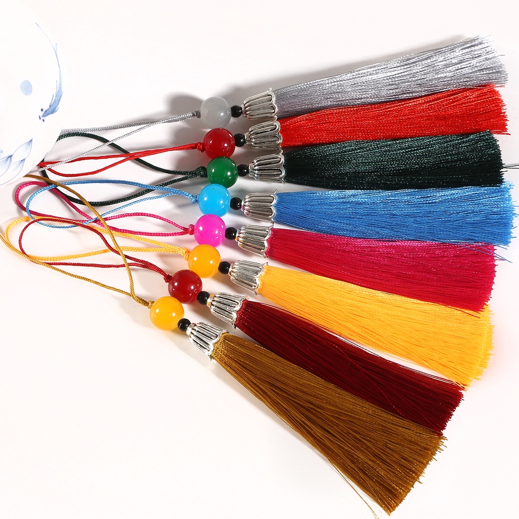 Dây núm tua BEADIA cotton lụa nhiều màu tùy chọn làm móc khóa DIY