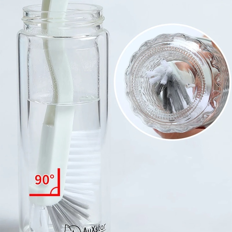 Bàn Chải Vệ Sinh Bình Thủy Tinh / Xe Hơi / Nhà Bếp Có Tay Cầm Uốn Cong Tiện Dụng