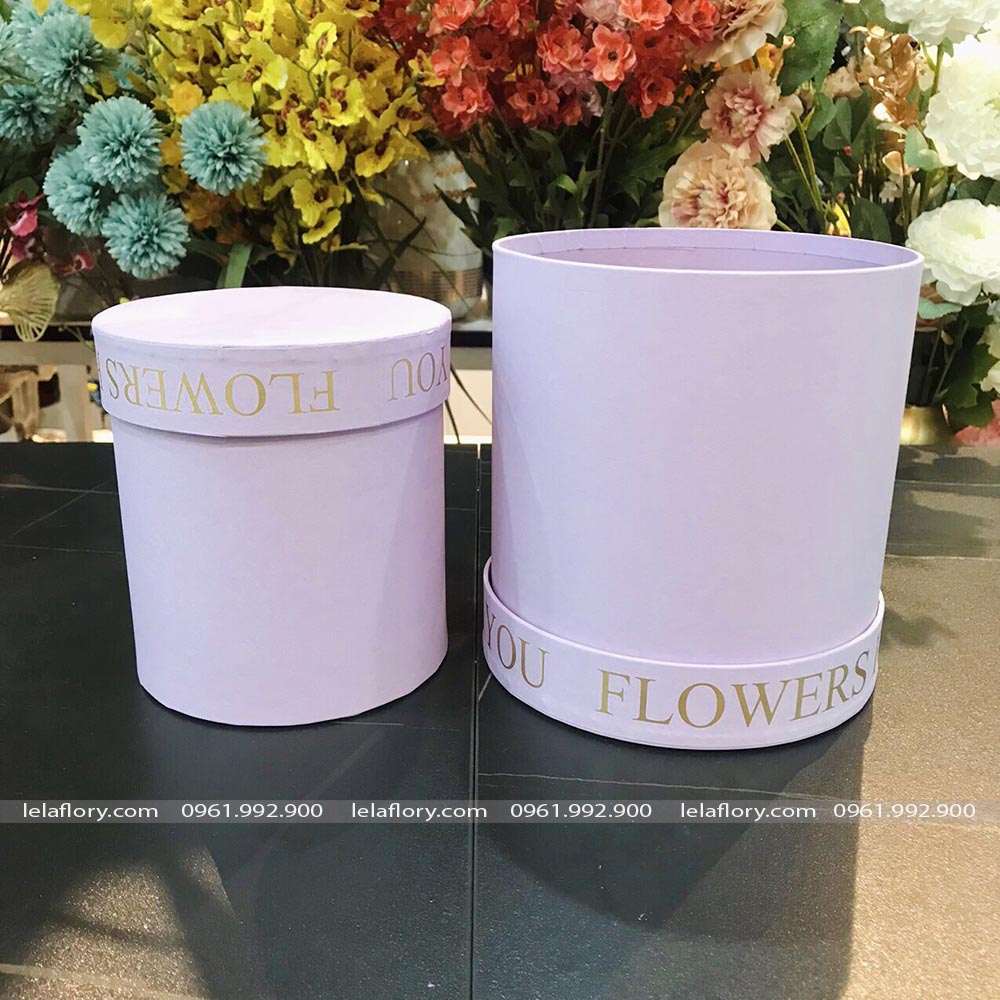 Set 2 chiếc hộp trụ tròn cắm hoa tươi, hoa sáp FLOWERS FOR YOU - THH0081