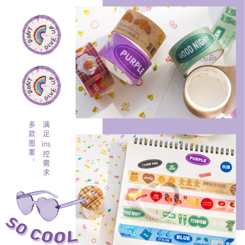 Bộ 2 cuộn washi tape Mgcity Cosmic light wave băng keo trang trí sổ tay bullet journal | BSW109