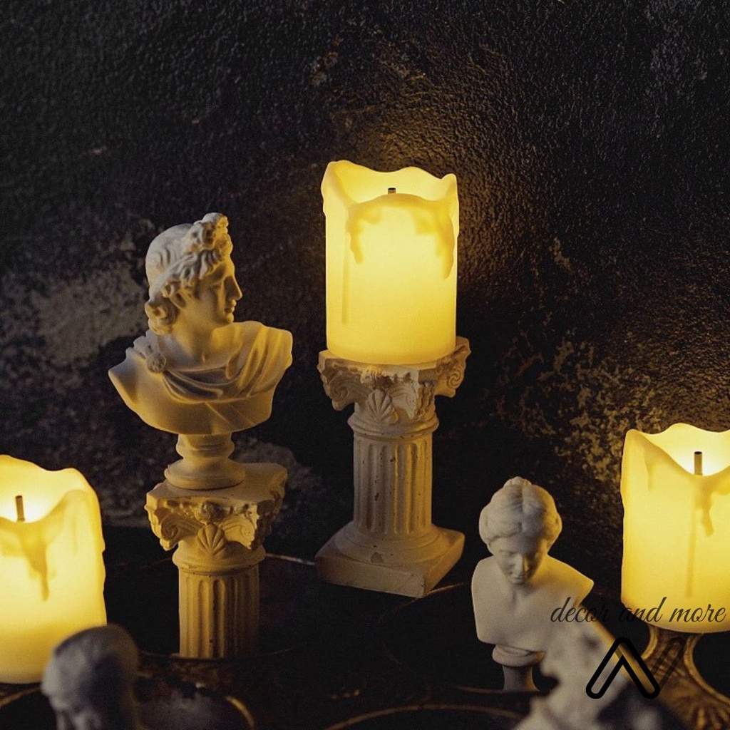 Nến điện tử nghệ thuật La Mã, tượng thạch cao trang trí phong cách decor retro