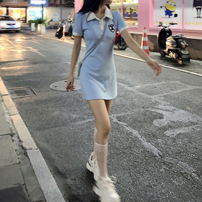 Đầm polo Perty thêu họa tiết xinh xắn thời trang cho nữ
