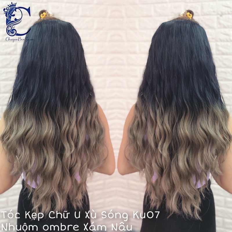 &lt;Ảnh Thật&gt; Tóc Kẹp U Xù Sóng Nhuộm Ombre ku07