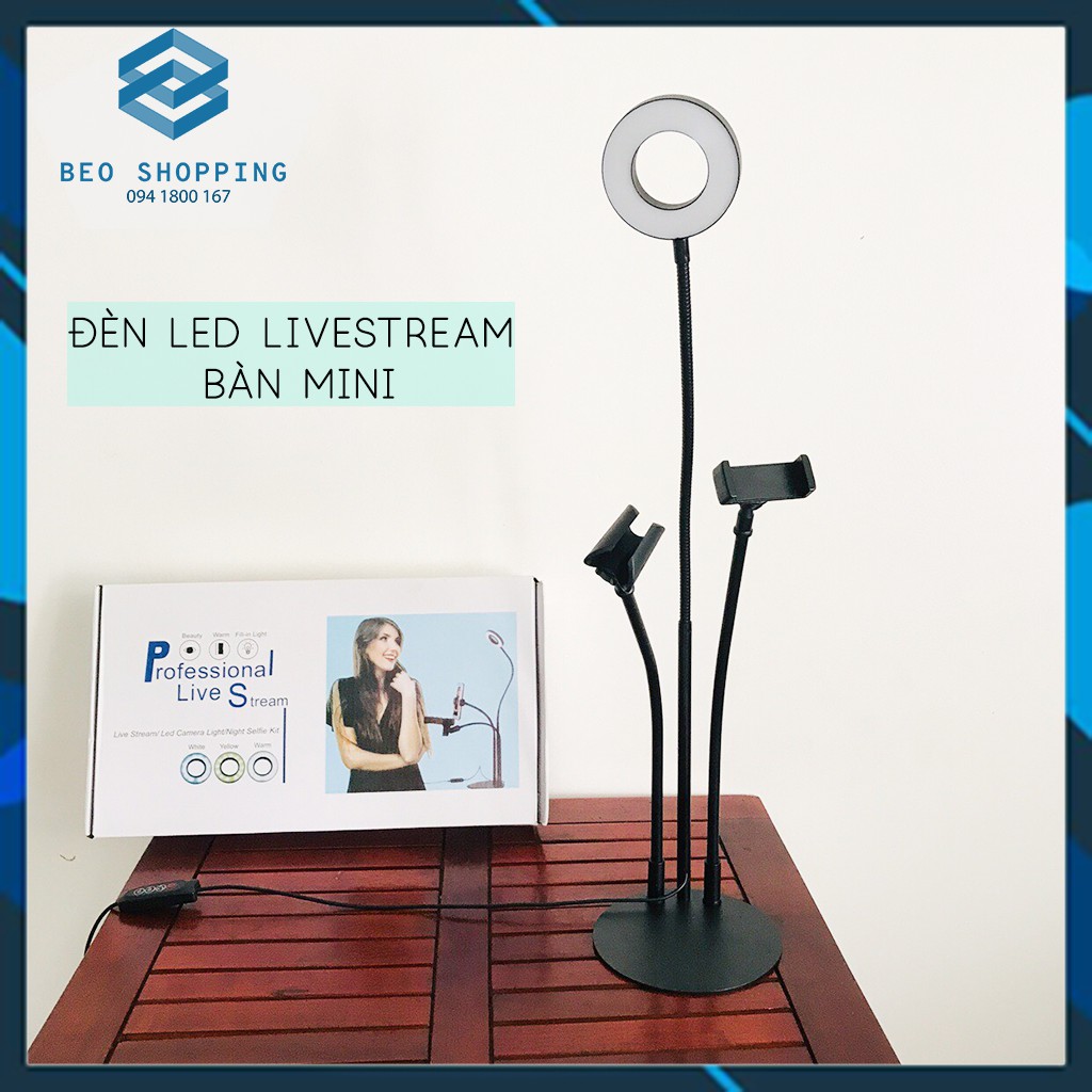 [NOW/GRAB giao] Đèn led livestream, quay tiktok, phóng sự mini để bàn tặng kèm kẹp điện thoại, kẹp mic