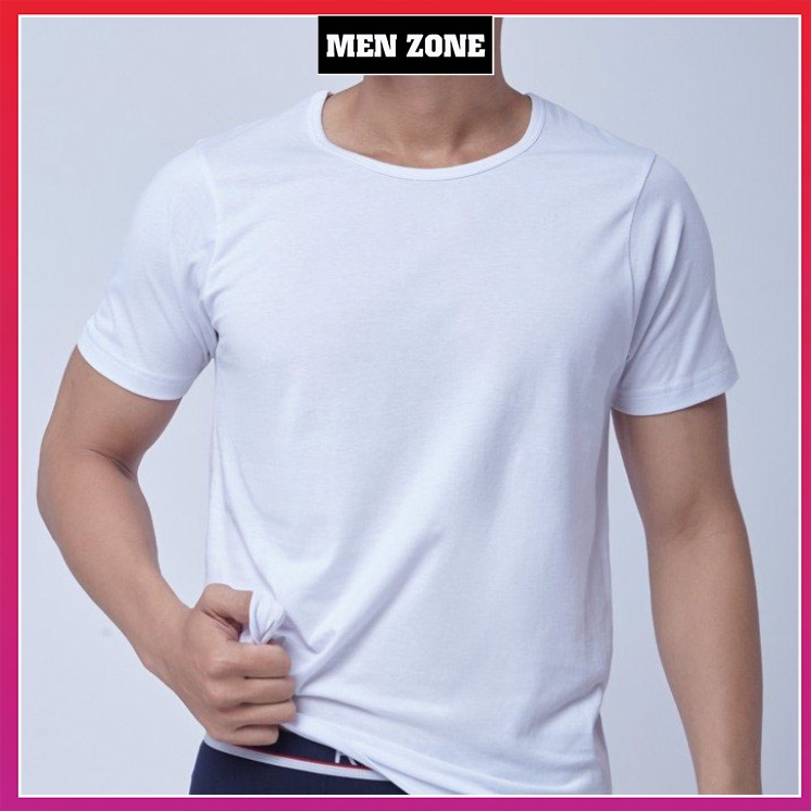 Áo Thun Lót Nam Trắng Cổ Tròn, Áo Phông Nam Dáng Rộng Cotton Cộc Tay Dệt Kim Đông Xuân [ADK]