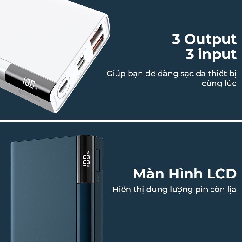 Pin sạc dự phòng Remax RPP 108 sạc nhanh 22,5W dung lượng 20.000mAh có đèn led báo dung lượng pin